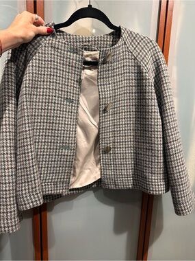 Wilfred Houndstooth Cropped Jacket - Gray/White